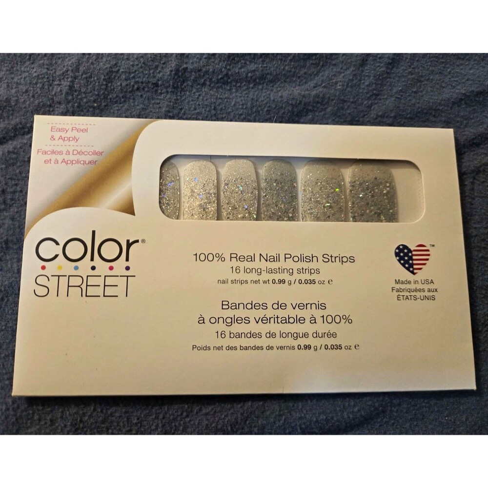 Color Street Silver Glitter Sparkle Nail Polish Strips Spotlight FDG474 A01393